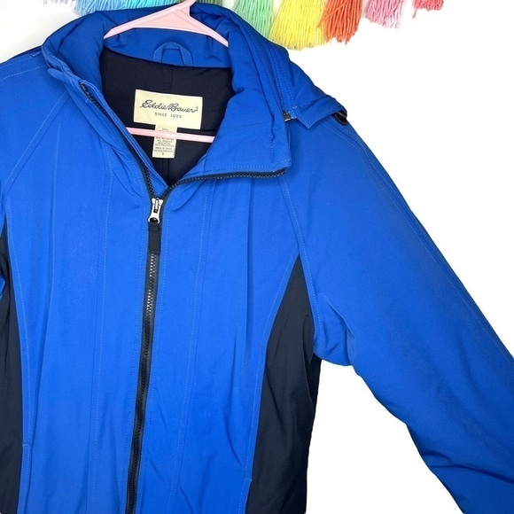 Vintage Eddie Bauer Unisex Blue Hooded Insulated Heavy Winter Jacket Size Small - Picture 3 of 16